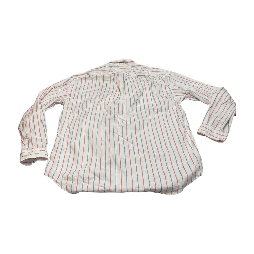 Tommy Hilfiger Shirt Men's Large White Striped Cotton Long Sleeve Button-Down - Picture 3 of 8